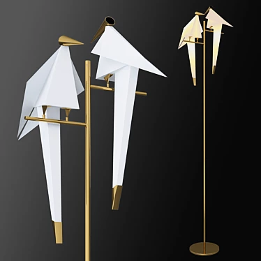 Golden Birds LED Floor Lamp 3D model image 1 