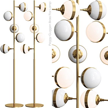 Peggy Guggen Brass Floral Floor Lamp 3D model image 1 