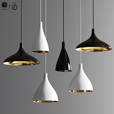 Swell 8 Bell Pendant - Elegant Illumination 3D model image 1 