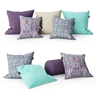 Elegant Home Décor Accent: Silk Pillow Set 3D model image 1 