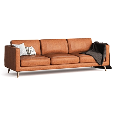 Mid Century Leather Sofa 3D model image 1 