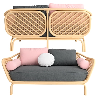Luxury Rattan Sofa: Calme Bôa Edition 3D model image 1 