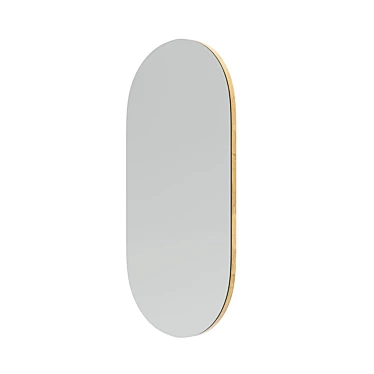 Elegant Oak Oval Mirror 3D model image 1 