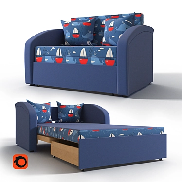 Seashore-inspired Children's Sofa: A Cozy Addition to Any Kid's Room! 3D model image 1 