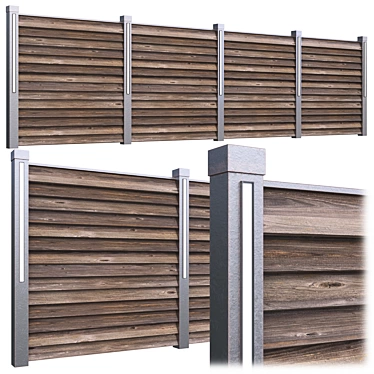 Rustic Wooden Fence: Durable & Stylish 3D model image 1 