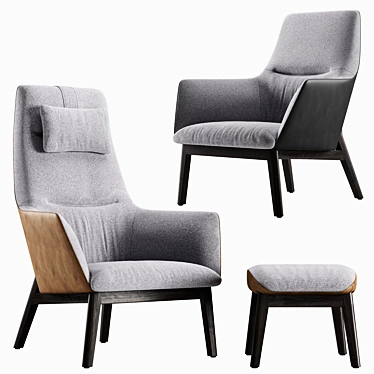 Elegant Comfort: Qing High Upholstered Chair Set 3D model image 1 