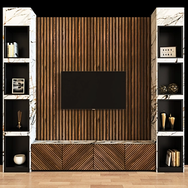 Contemporary 5-Piece TV Wall 3D model image 1 