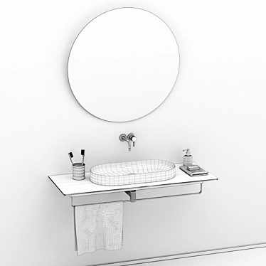 Horizon Washbasin: Gold-White & Silver-White 3D model image 1 