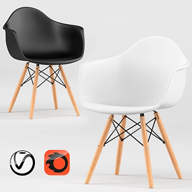 Eames DAW: Iconic Chair with PP Plastic and Wood-Metal Legs 3D model image 1 