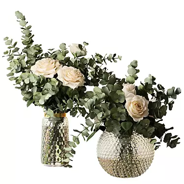  Elegant Rose Bouquets with Eucalyptus Branches 3D model image 1 