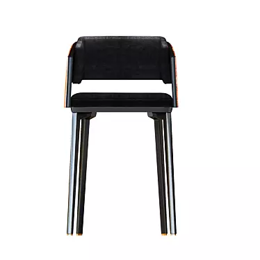 Elegant Walnut and Brass Bar Chair 3D model image 1 