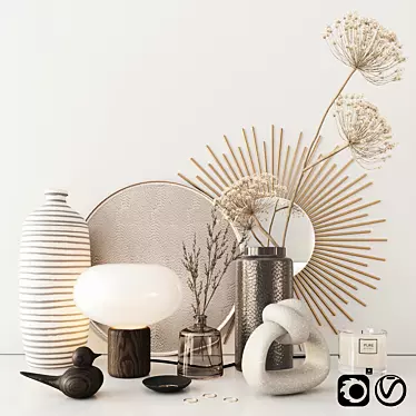 Heracleum Set: Dry Heracleum, Pure Candle, Vases & More 3D model image 1 