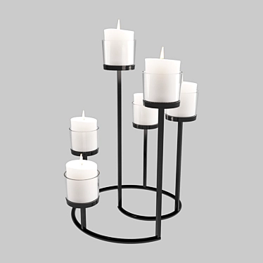 Modern Steel Candlestick Holder 3D model image 1 