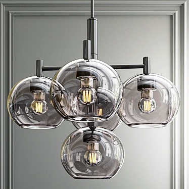 Elegant Brass Gloria Chandelier: 5 Lights 3D model image 1 