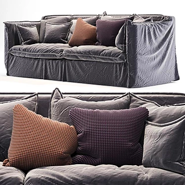 Vintage Gray Sofa: 98x248x87cm 3D model image 1 
