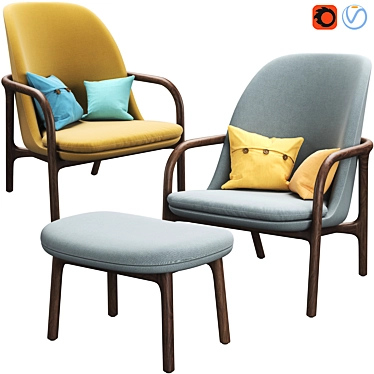 Neva High-Back Easy Chair: Artisan's Organic Elegance 3D model image 1 