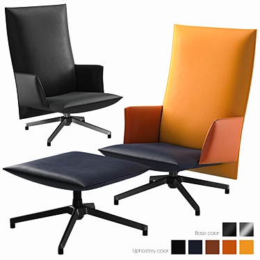 Modern KNOLL Pilot Armchair with Ottoman 3D model image 1 