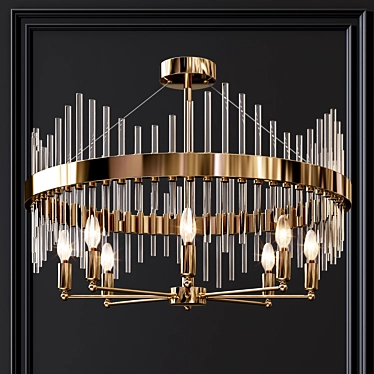 Sleek Metal Glass Chandelier 3D model image 1 