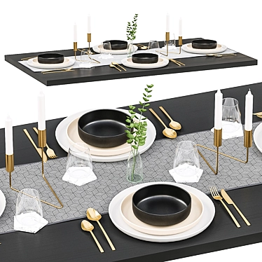 4-Person Table Setting: Elegant Tableware for Perfect Dining 3D model image 1 