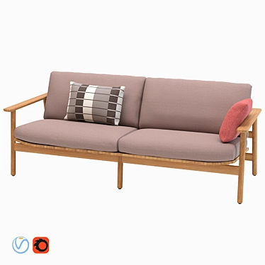 Modern Kettal Riva 3-Seater Sofa 3D model image 1 