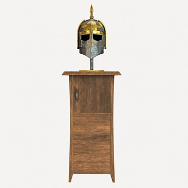 Antique Decorative Helmet with Table 3D model image 1 