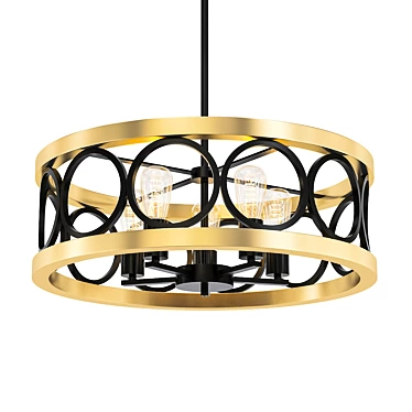 Bronze and Wood 5-Light Chandelier 3D model image 1 