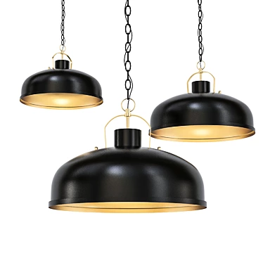 Modern Black and Brass Pendant 3D model image 1 