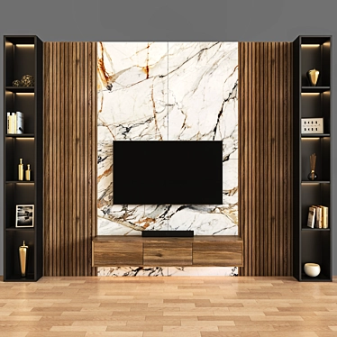 Sleek Modern TV Wall: 300cm Height, 400cm Length 3D model image 1 