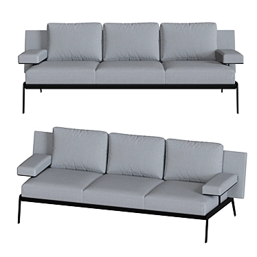 Elegant Light Gray Triple Sofa 3D model image 1 