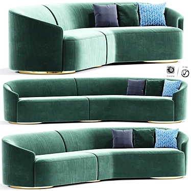 Sleek Vladimir Kagan Curve Sofa 3D model image 1 