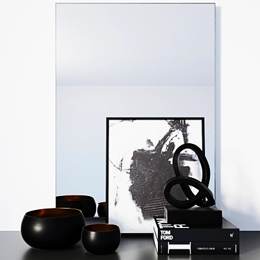 RH Decor Set: Mirror, Art, Vessels 3D model image 1 