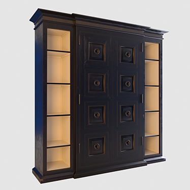 Vintage Wood Bookcase: Handcrafted with Natural Finish 3D model image 1 