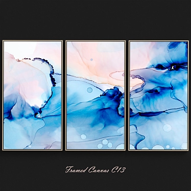 Sundance Triptych: Golden Framed Canvas 3D model image 1 