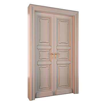 Classic Ivory Double Door with Gold Patina 3D model image 1 