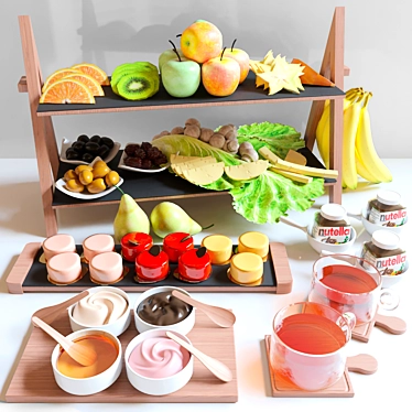 Versatile Fruit Plate Set | Cheese, Dessert, Yogurt, Sauce 3D model image 1 