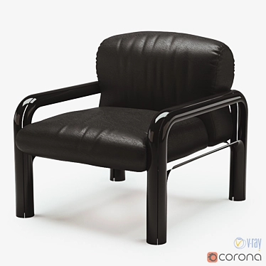 Sleek Gae Aulenti Leather Armchairs 3D model image 1 