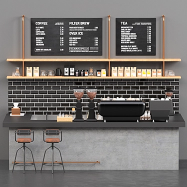 Glossy Coffeeshop Bar Counter 3D model image 1 