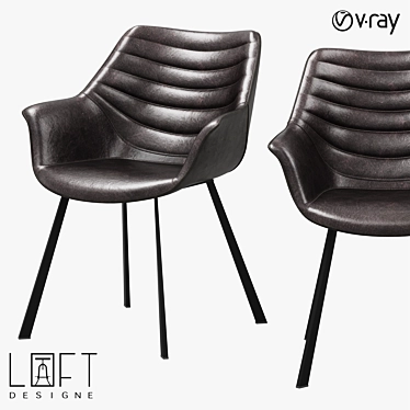 Modern Metal and Faux Leather Chair 3D model image 1 