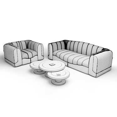 Luxurious Quilted Charactere Armchair 3D model image 1 