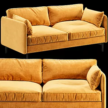 Luxurious Velvet Gold Sofa by Pols Potten 3D model image 1 