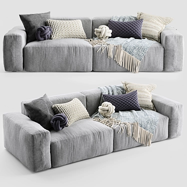 Sleek Elise Leather Sofa 3D model image 1 