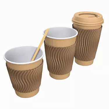 Biodegradable Coffee Cup Lid & Heat Damper 3D model image 1 