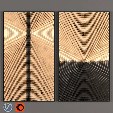 Rustic Waves Metal Wall Art 3D model image 1 