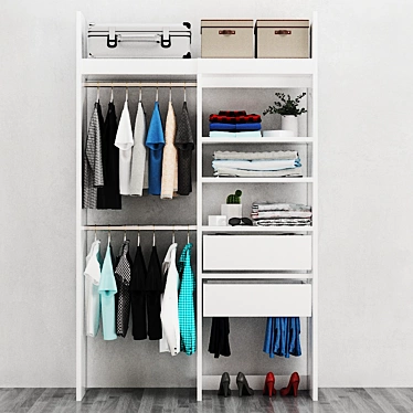 Modular Wardrobe Yann: Stylish Storage Solution 3D model image 1 