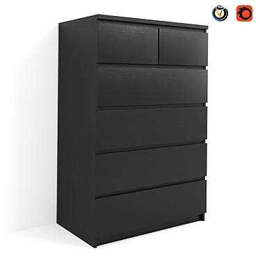 IKEA МАЛЬМ 6-Drawer Chest, Versatile Storage Solution 3D model image 1 