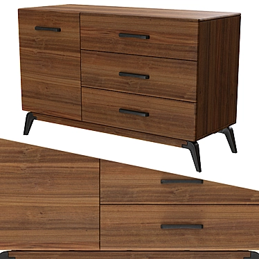 Elegant Dark Mango Wood Sideboard 3D model image 1 