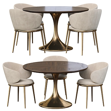 Elegant Mun Chair and Stylish Dining Table 3D model image 1 