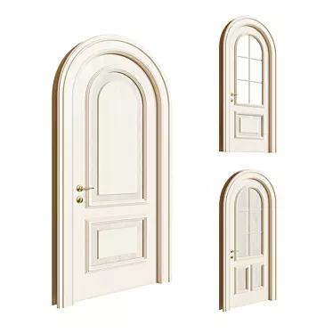 Elegant Arched Door Set 3D model image 1 