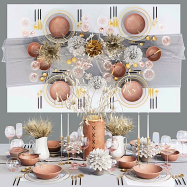 "Dried Blooms Table Setting 3D model image 1 