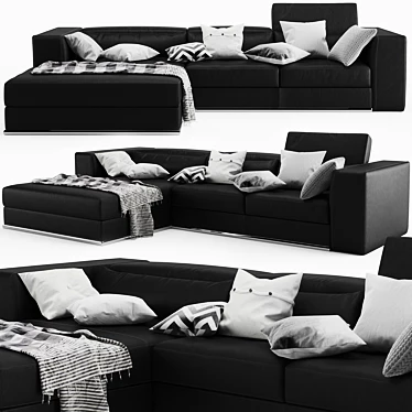 Elegant Symphony Sofa with 5 Armrests 3D model image 1 